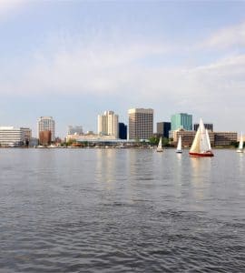 Norfolk city skyline and Elizabeth River, VA